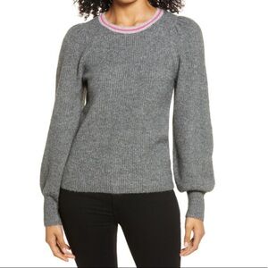 Halogen Gray Sweater with Pink Accents